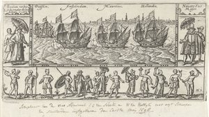 Kopia po oryginalnym druku tytułowym dla Houtmans Journael vande reyse der Hollandtsche statków ghedaen w Oostelijk, 1598 autorstwa Anonymous