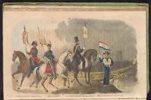 Stroje i sztandary gwardii honorowej Hagi i Rotterdamu, 1840-1842 III. Grupa (tytuł na obiekcie) autorstwa Anonymous