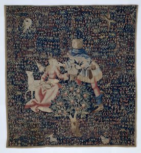 Millefleurs z Pasterzem i Pasterzem (fragment) autorstwa Anonymous
