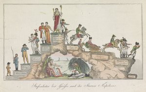 Levenstrap Napoleona, 1814 Drabina wielkości i upadku Napoleona (tytuł na obiekcie) autorstwa Anonymous