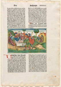 Ofiarowanie Baranka Paschalnego z niemieckiej Biblii wydanej przez Antona Kobergera, Norymberga autorstwa Anonymous