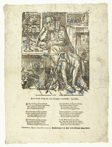 Stary człowiek w swoim pokoju (vanitas) Odzywa się starzec siedzący w swoim pokoju. (tytuł na obiekcie) autorstwa Anonymous