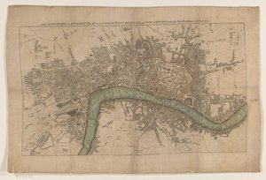 Plattegrond van Londen, 1761 Przewodnik miejski czyli kieszonkowy plan Londynu, Westminsteru i Southwarku z nowymi budynkami do roku 1761 (tytuł na obiekcie) autorstwa Anonymous
