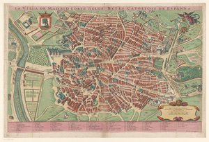Plattegrond van Madryt Miasto Madryt dwór katolickich królów Hiszpanii (tytuł na obiekcie) autorstwa Anonymous