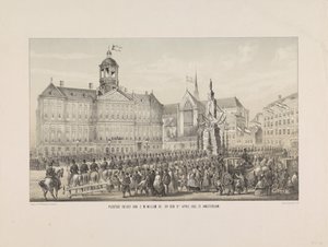 Uroczyste wejście H.M. Willema III, 9 kwietnia 1861 r. w Amsterdamie (tytuł na obiekcie) autorstwa Anonymous