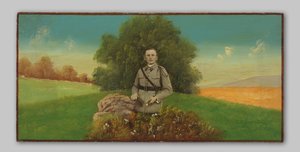 Portret nieznanego żołnierza w malowanym pejzażu autorstwa Anonymous