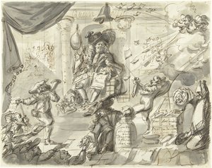 Quincampoix lub wielki sprzedawca wiatru i kapusty, 1720 Wielka scena szaleństwa (elementy dodatkowe) (tytuł serii) autorstwa Anonymous