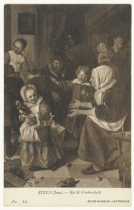 Reprodukcja obrazu Święto św Mikołaja Jana Steen Święto św Mikołaja (tytuł na obiekcie) Rijks-Museum, Amsterdam (tytuł serii) autorstwa Anonymous