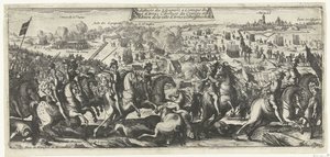 Ruiter Gevecht bij Arras, 1640 Klęska Hiszpanów w ataku na oblężenie Arras Przybycie konwoju i poddanie miasta Arras posłuszeństwu króla (tytuł na obiekcie) autorstwa Anonymous