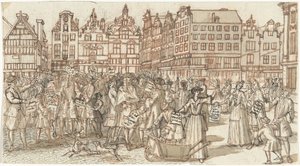 Wierzyciel i handlarz ubóstwem, 1720 Wielka scena szaleństwa (tytuł serii) autorstwa Anonymous