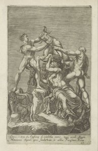 Sculptuur van Dirce die aan een stier wordt gebonden Farnese Stier Dirces, do Zeto i Amphiona za zemstę matki (...) (tytuł na obiekcie) Rzeźby antyczne w Rzymie (tytuł serii) Ikony starożytnych posągów miasta Rzymu, które można zobaczyć w miejscach publicz autorstwa Anonymous