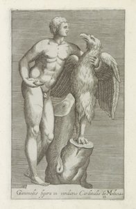 Rzeźba van Jupitera als adelaar spotkał Ganimedesa Figura Ganimedesa w zielonym ogrodzie kardynała Medyceusza (tytuł na obiekcie) Rzeźby antyczne w Rzymie (tytuł serii) Ikony starożytnych posągów miasta Rzymu, które można zobaczyć w miejscach publicznych ( autorstwa Anonymous