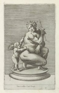 Sculptuur van Venus en Amor Venus in aedibus Card. Farnesii (title on object) Antieke sculpturen in Rome (series title) Antiquarum statuarum urbis Romae quae in publicis locis visuntur icones (series title)   1328903   pl       polish Successfully Translat autorstwa Anonymous