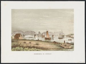 Most kolejowy w pobliżu Dordrechtu, 1872 Most kolejowy koło Dordrechtu (tytuł na obiekcie) Główne mosty kolejowe w Holandii (tytuł serii) autorstwa Anonymous