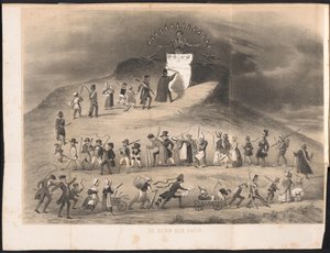 Karykatura w studenckim almanachu Lejdy, 1854 Rdzeń Narodu (tytuł na obiekcie) autorstwa Anonymous