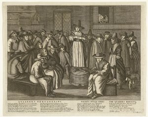 Karykatura angielskich kwakrów, ok. 1656 Spotkanie kwakrów / Fronti Nulla Fides / Spotkanie kwakrów (tytuł na obiekcie) autorstwa Anonymous