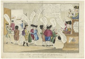 Karykatura Anglików na św. Eustatius, 1781 Późna Aukcja w St. Eustatia (tytuł na obiekcie) autorstwa Anonymous