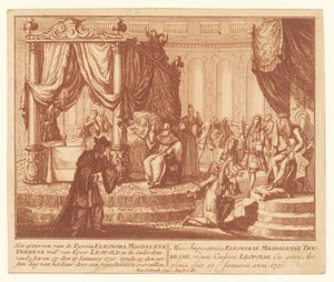 Łoże śmierci cesarzowej Eleonory Palatynatu-Neuburg, 19 stycznia 1720 Umieranie Kyserin Eleonora Magdalena Teresa Woad. Kysera Leopolda w wieku 65 lat Iaren (...) (tytuł na obiekcie) autorstwa Anonymous