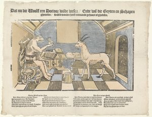 Wilk i Koza Wilk i Koza Że teraz ten wholff chciał być lekarzem / Ende chce tego geyten i owiec / ghenesen / Sulck wonder nikt nie słyszał ani ghelesen (tytuł na obiekcie) autorstwa Anonymous