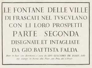 Wydruk tytułu z tytułem w ramce Fontane delle ville di Frascati (tytuł serii) Fontanny Frascati (tytuł serii) autorstwa Anonymous