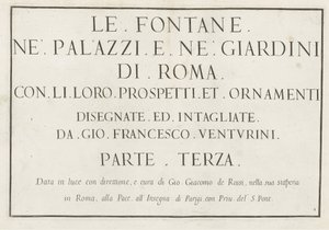 Wydruk tytułu z tytułem w ramce Le fontane ne palazzi e ne giardini di Roma (tytuł serii) Fontanny w pałacach i ogrodach Rzymu (tytuł serii) autorstwa Anonymous