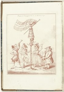 Seria van Titelprent: Regeneracja Holandii, 1795 Odrodzenie Holandii (tytuł na obiekcie) Hollandia Regenerata (włoska kopie) (tytuł serii) Odrodzenie Holandii: spechio do wszystkich odrodzonych ludów (tytuł serii na obiekcie) autorstwa Anonymous