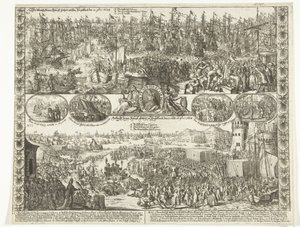 Córka Willema III do Anglii, 1688 Zburzenie Jego królów: Wysokość w Anglii 11 [listopada] bris 1688 / Przybycie Jego królów: Wysokość w Anglii 15 i 16 [listopada] bris 1688 (tytuł na obiekcie) autorstwa Anonymous