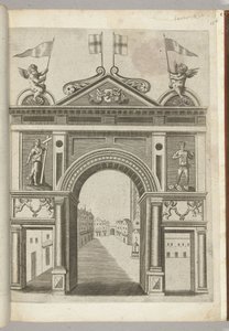 Brama Triumfalna z figurami alegorycznymi i Putti z łańcuchem Orderu Złotego Runa, 1594 autorstwa Anonymous