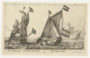 Dwa statki: jacht państwowy i tłumacz An Explainer lub Watte Convoyer A States Yacht (tytuł na obiekcie) autorstwa Anonymous