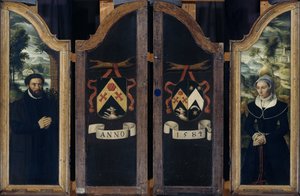 Dwa skrzydła tryptyku z portretami Juliena de Brouckere i jego żony Elisabeth Canneel autorstwa Anonymous