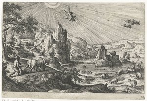 Upadek Ikara Pejzaże ze scenami mitologicznymi i biblijnymi (tytuł serii) autorstwa Anonymous