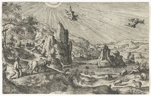 Upadek Ikara Pejzaże ze scenami mitologicznymi i biblijnymi (tytuł serii) autorstwa Anonymous