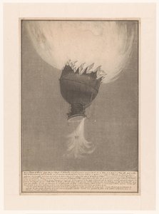 Verongelukken van de luchtballon van Pilatre de Rozier en Romain boven Boulogne, 15 czerwca 1785 Wniebowstąpienie zdewastowane przez Pilatre de Rosier i Romaina w Château de la Muette w dniu 21 listopada 1783 r., po uzyskaniu znacznych funduszy od rządu w  autorstwa Anonymous
