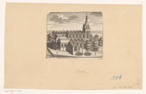 Widok z lotu ptaka na Oude Kerk w Amsterdamie, przed 1544 d