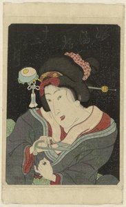 Kobieta obcina paznokcie Musume jûni kagetsu (tytuł na obiekcie) Imayô jûni kagetsu no uchi (tytuł serii) autorstwa Anonymous