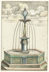 Umywalka sześciokątna z krótką kolumną Architectura Curiosa Nova (tytuł serii) autorstwa Anonymous