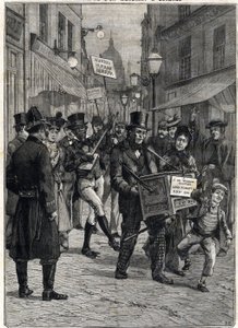Żebrak, wicehrabia Hinton, barbarzyński organista na ulicach Londynu, został milionerem po śmierci swojego ojca, Lorda Pouletta, który wydzierżawił mu majątek. Rytownictwo. W „”Le Petite Parisien””, w dniu 12.02.1899. Prywatna kolekcja. autorstwa Anonymous Anonymous