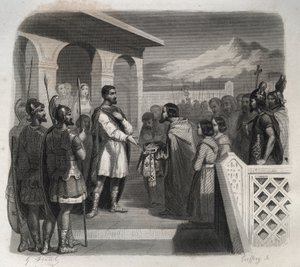 Delegacja miasta Clermont oferuje biskupstwo św. Rycina z 1846 r. w „Żywotach świętych”. Prywatna kolekcja. autorstwa Anonymous Anonymous