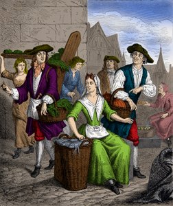 Dama Halle za panowania króla Ludwika XVI, rycina, kolekcja prywatna autorstwa Anonymous Anonymous