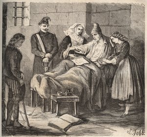 Ślub w bagne Rochefort w XIX wieku. Grawer „Historia skazanych od ich powstania do dnia dzisiejszego” (1877) autorstwa Pierre