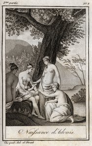 Narodziny Adonisa. Rycina z 1819 r. w „Lettres a Emilie sur la mitologie” Charlesa Alberta Demoustiera (1760-1801). Prywatna kolekcja. autorstwa Anonymous Anonymous