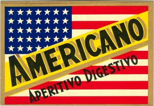 Reklama włoskiego drinka Americano z amerykańską flagą autorstwa Anonymous Anonymous