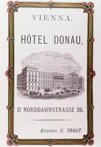 Plakat reklamowy hotelu Donau w Wiedniu. Austria 1874 Kolekcja prywatna autorstwa Anonymous Anonymous