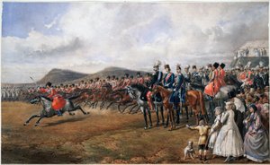 Alexandre II (1818-1881) passant les torupes en revue - Car Aleksander II przeglądający wojska - Anonim - 1867 - Akwarela na papierze - 55x90 - Kolekcja prywatna autorstwa Anonymous Anonymous