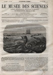 Wygląd węża morskiego. Rycina z 1858 r. Jedno z „Musee des sciences” z 14 kwietnia autorstwa Anonymous Anonymous