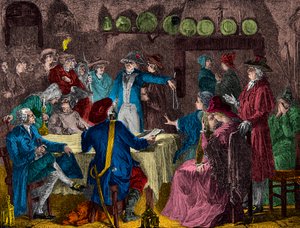Aresztowanie króla Ludwika XVI i rodziny królewskiej w Varennes w 1791 r., rycina, kolekcja prywatna autorstwa Anonymous Anonymous