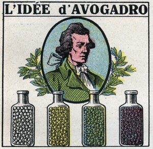 Atomy: idea Amedeo Avogadro (1776-1856). Anonimowa ilustracja z 1925 r. Ze zbiorów prywatnych. autorstwa Anonymous Anonymous