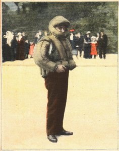 Lotnictwo: Kombinezon powietrzny przeznaczony do ochrony lotników przed upadkiem. Grawer w „Le petit parisien”” 16.10.1910. Prywatna kolekcja. autorstwa Anonymous Anonymous