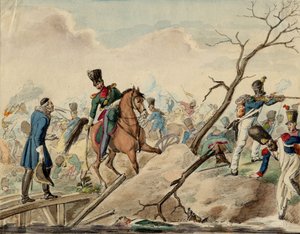 Bataille de Leipzig (bataille des Nations) - Epizod z bitwy pod Lipskiem - Anonim - 1813 - Akwarela na papierze - 16,2x20,8 - Kolekcja prywatna autorstwa Anonymous Anonymous