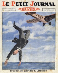 Belgijski bankier Alfred Loewenstein zmarł (1877-1924), kiedy 4 lipca 1928 spadł z samolotu na wody kanału La Manche, „Le petit journal illustre” autorstwa Anonymous Anonymous